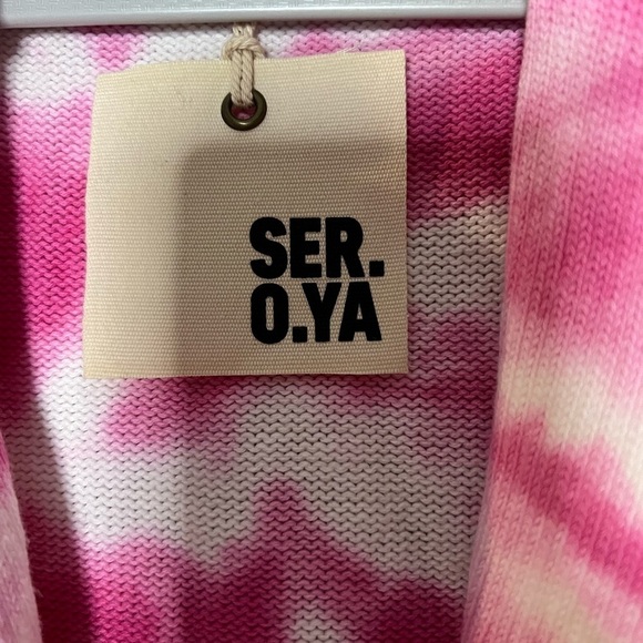 NWT SER.O.YA Gloria Cardigan Dress in White Pink Swirl Tie dye - Picture 5 of 10
